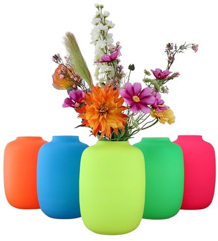 Designer Vase pulverbeschichtet Handarbeit Glasvase Mundgeblase Dekoration Deko Tischvase NEUHEIT 29cm (Neon Grün)