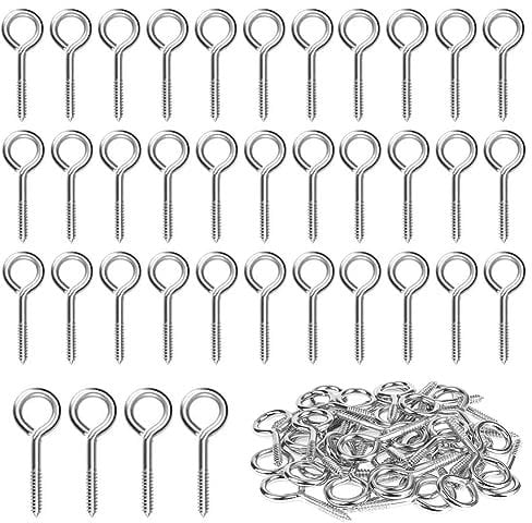 40 Pezzi Occhielli a Vite M3 in Acciaio Inox 304 - Gancio Autofilettante Ad Anello Chiuso 40mm - Tasselli per Viti