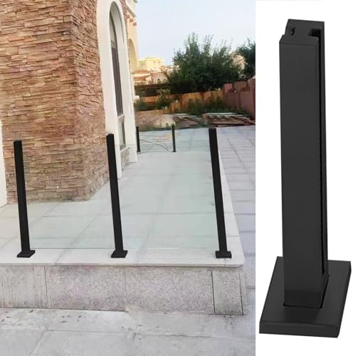 Ringhiera in Vetro Pali per Balaustre in Vetro Nero per Patio Esterno, Palo Resistente Della Ringhiera di Vetro, Parapetto per Palo di Recinzione in Vetro con Base & Viti, Formato Personalizzato ( Col