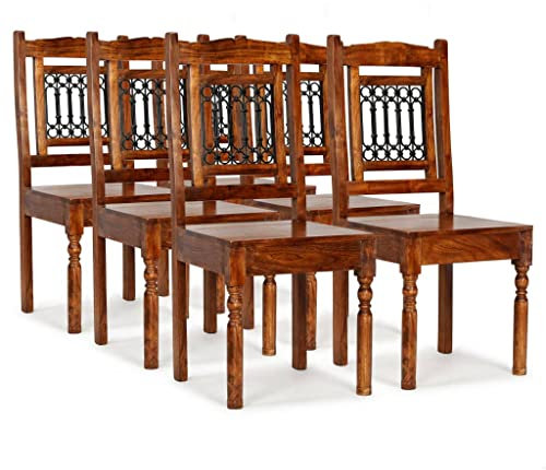 Hommdiy Esszimmerstühle 6 STK. Massivholz mit Palisander-Finish