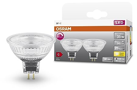 Osram LED SuperStar MR16 Dimmbare LED Lampe für GU5.3 Sockel, Reflektor-Lampe, GL, 345 Lumen, warmweiß (2700K), Ersatz für herkömmliche 35W Glühbirnen, 6er-Pack