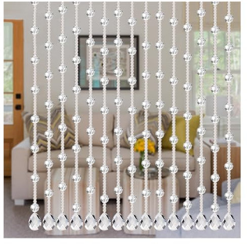 Beaded Curtains Crystal Glass Bead Curtain Luxury Living Room Bedroom Window Door Wedding Decor Tassel Curtain Home Decoration Door Curtain (Color : B)