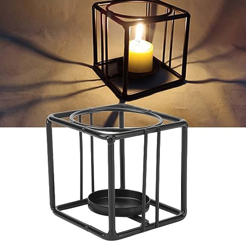 Quadratischer Kerzenhalter, Kerzenständer Schwarzer Europäischer Stil Quadratischer Vintage Kerzenhalter Hohl Eisen Kerzenlaternen Halter Heim Eisen Kerzenständer Behälter Deko
