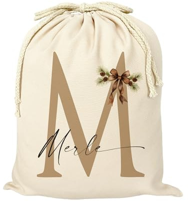 Manufaktur Liebevoll Geschenksack Weihnachten Geschenksack Nikolaus Nikolaussack personalisiert Weihnachtsmannsack mit Namen für Kinder und Erwachsene Geschenkesack (M, Weihnachtssack)