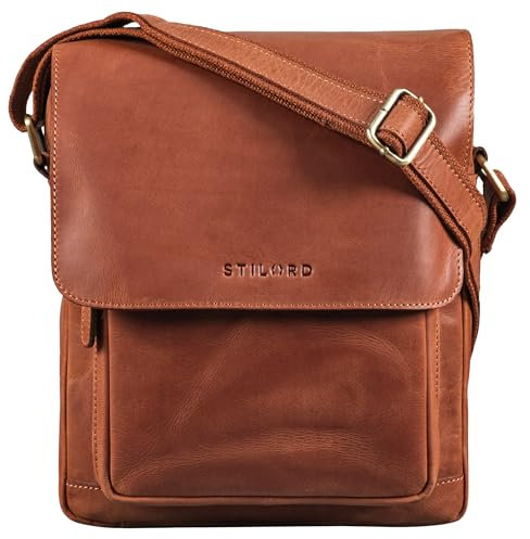 STILORD 'Ragnar' Kleine Umhängetasche Herren Leder Herrenhandtasche zum Umhängen Schultertasche Männer Tablet Tasche Messenger Bag Tasche klein Echtleder, Farbe:andorra - braun