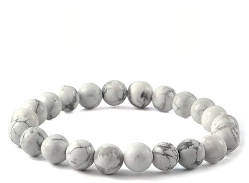 Joyas Minerales Howlith-Armband – 100% echte Natursteine | Bequem & elegant | Elastische koreanische Schnur | Inkl. Geschenkbox (Howlith, 6mm)