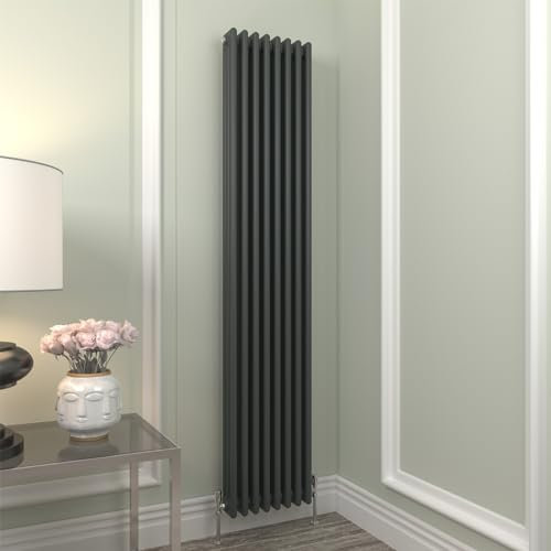 GY Bath Vertical Traditional Radiator Anthracite 3 Column Designer 1800x380mm Modern Cast Iron Style Central Heating Rads
