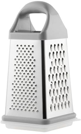 Shienfir Kastenreibe für Gemüse Ingwer Kartoffeln Mittlere Reibefläche Edelstahl mit 4 Seiten Scharfe Klingen Käse Profi Handheld Komfort Grau