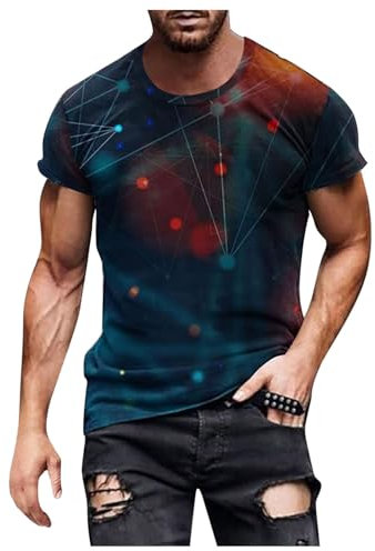 Lustige T Shirts Sommer beiläufige Kurze Hülsen T-Shirts Sportshirt Herren 3D Druckten Buntes Tshirt Mit Druck Atmungsaktiv Trainingsshirt Streewear Muskelshirts
