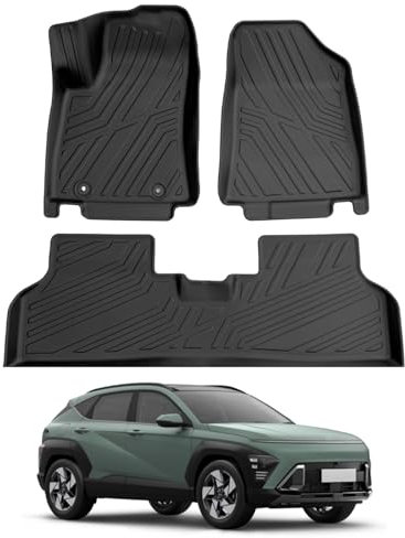 YEE PIN Kona EV 2024 Fussmatten fußmatten Für Kona SX2 EV Elektro 2024 2025 Langlebiges und verschleißfestes Kompletter Satz Fußmatten wasserdicht und rutschfest (Only for EV Version)