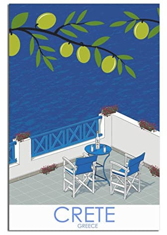 IFHSIGoe Metall-Blechschild Kreta Griechenland Blechschild Reise Vintage Kunst Wanddekoration Schild Home Küche Bar Terrasse Höhle Lustige Dekoration 30 x 43 cm