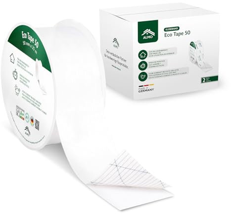 ALMO 2x Klebeband für Innen 50mm x 25m - Weißes Hochleistungsklebeband für Dampfbremsen und Dampfsperren im Innenbereich, starkes Folienklebeband für das dauerhafte luftdichte Verkleben