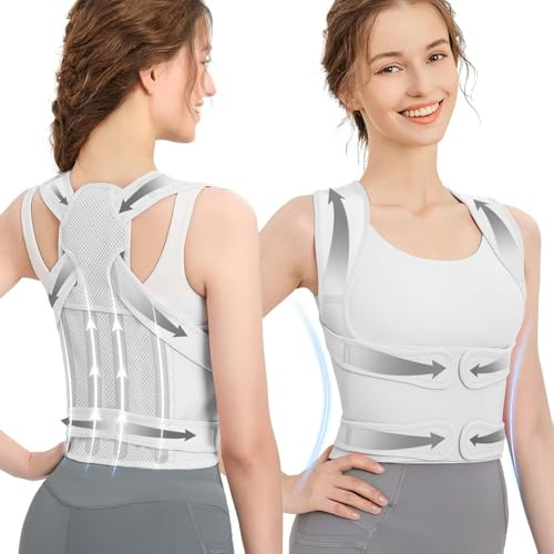 DAILIENFUS Rücken Geradehalter,Haltungskorrektur Rücken Damen Und Herren Verstellbare Haltung Korrektur Gurt Atmungsaktive Back Posture Corrector-Verstellbare Gerade Haltungstrainer (Grau, L)
