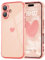 DEFBSC Compatible with iPhone 16 Case for Girls Women, Fashion Cute Side Love Heart Pattern Plated Edge Soft TPU Bumper Shockproof Protective Phone Case - Pink