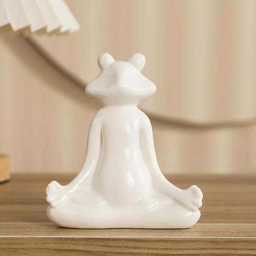 GJFASGF Meditations-Frosch-Figur, Zen Tier Frosch Statue Dekoration Yoga Statue Geeignet für Innen- und Außenbereich Garten Dekor Keramik Kreative Frosch Heimdekoration Geschenk