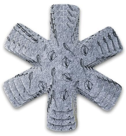 16 Pcs Pots And Pan Protectors, Grey Pan Protectors For Stacking, Adjustable Felt Thermal Insulation Mat,Anti-Skid Reusable Kitchen Accessories,4 Different Sizes (17/20/26/30cm)