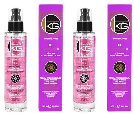 KERAGOLD KG PRO XL Sérum Sans Sulfate à la Kératine/Protéines de Soie – Lot de 2, 100 ml