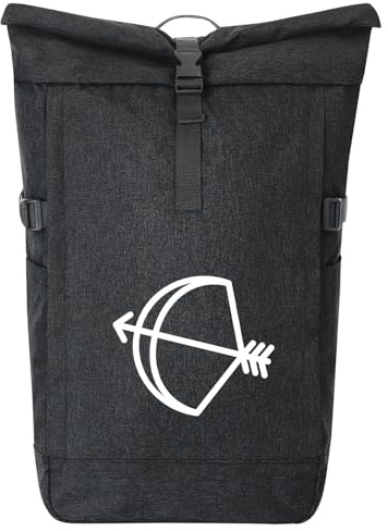 Huuraa Kurierrucksack Schütze Sternzeichen Symbol 30-44 Liter Black Melange Fairtrade Rolltop Rucksack Geschenkidee