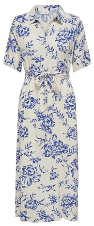 ONLY Damen Kleid | Normal geschnitten fit, 3/4 Arm, Midi, Casual, Bei max. 30 grad waschen