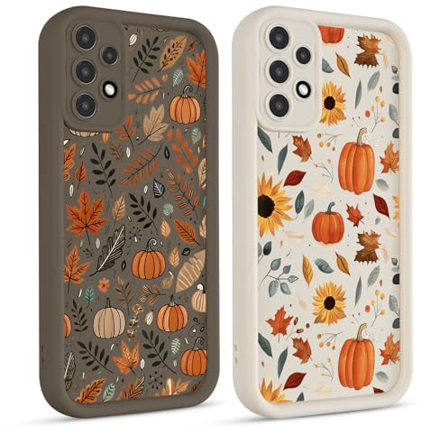 Yirlbey 2 Stück für Samsung Galaxy A53 5G Hülle 6,5'' Herbst Halloween Handyhülle Aesthetic Motiv Autumn Fall Kürbis Ahornblatt Muster Design, Bunt Silikon TPU Kameraschutz Schutzhülle Mädchen Case