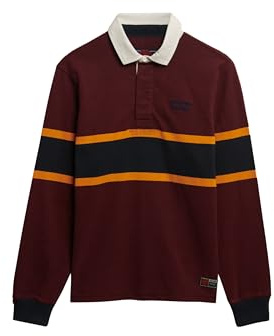 Superdry Vintage Athletic Stripe Rugby Short Sleeve T-Shirt L Red