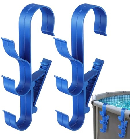 WJnflQN Pool-Werkzeugaufhänger – Haken für Schwimmbad-Ausrüstung, Halterung für Laub, Rechen, Kescher, Handtücher, Teleskopstangen, Bürsten, Reinigungswerkzeug