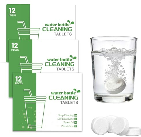 SEESUNO 36 Pcs Water Bottle Cleaning Tablets, No Scrubbing Required Kettle Descaler for Coffee Mug Baby Bottles