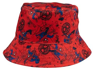 Marvel Spiderman Fischerhut für Jungen - Kinder Bucket Hat Sommerhut Anglerhut Rot