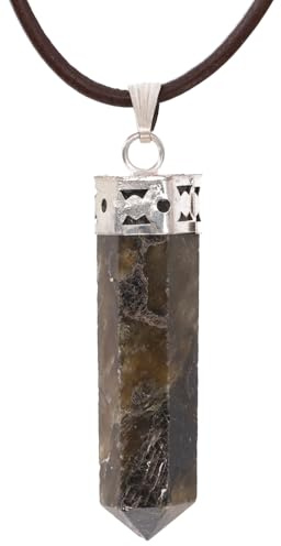 Hexagon Anhänger, Edelsteinanhänger, Kristallspitze, Onyx gemasert