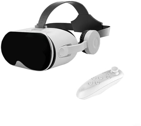 HpLive Lunettes de réalité virtuelle 3D, pour téléphone portable, avec casque intégré et contrôleur, champ de vision de 110°, compatibles avec iOS et smartphones Android (blanc)