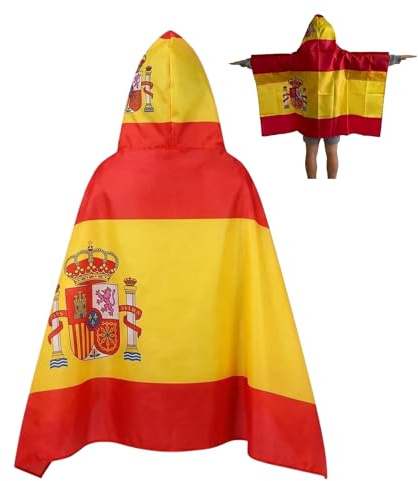 Bandera de España 140 x 80 cm, bandera de España con mangas, artículo para fans, fútbol mundial 2026, 100% poliéster (España)