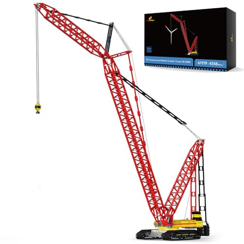 JMBricklayer RC Kettenkran Klemmbausteine Erwachsene Männer, Große Kran Modellbausatz mit Motorset, Baumaschinen Spielzeug mit Drehbarer Kabine, Techink Schweres Sammlerstück Geschenk für 14+