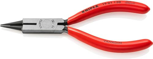 KNIPEX Rundzange mit Schneide (Schmuckbiegezange) auf SB-Karte mit Kunststoff überzogen schwarz atramentiert 130 mm, 19 01 130 SB