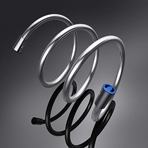 doporro Manguera de Ducha Plateada PVC de 150 cm – Antitorsión, Resistente y Flexible, Diseño Atemporal, Conexiones Universales DIN, Soporta Hasta 90 °C, Fácil de Instalar