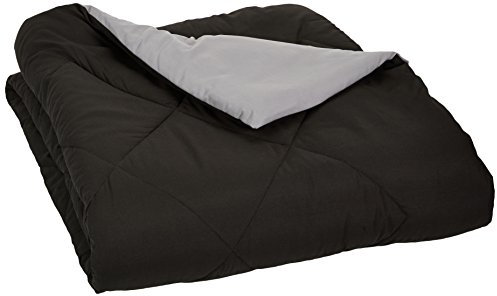 Amazon Basics Wende-Steppdecke, Mikrofaser, Grau/Schwarz, 225X220cm