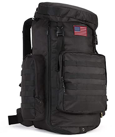 outdoor plus Extra großer Camping-Rucksack für Herren, Wandern, Rucksack, 60 Liter, 70 l übergroßer Rucksack, wasserdicht, A1-70l/85l-schwarz