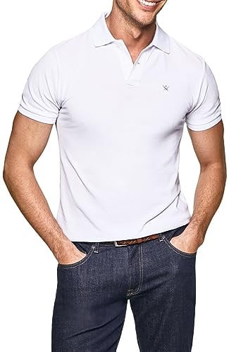 Hackett London Herren Slim Fit Logo Polo Shirt, White (Optic White), XXL