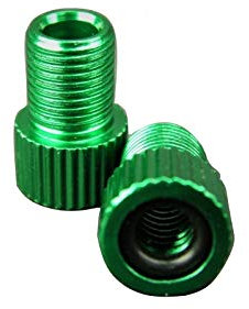 GreVeloro Ventiladapter Set Fahrrad Auto Auswechseladapter Ventil-Adapter 5 Farben zur Auswahl mit Gummi Dichtung Dunlopventil Blitzventil SV-Ventil Rennrad-Ventil Sclaverand 2er Set (Grün)