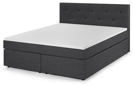 Traumnacht Boxspringbett, mit 7-Zonen Tonnentaschenfederkernmatratzen (H2) und Komfortschaumtopper, leichter Aufbau, produziert nach deutschem Qualitätsstandard, 140 x 200 cm in grau