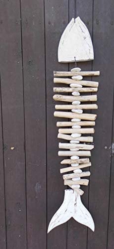 Großer Hänger Fisch Fischgräte Girlande Treibholz Maritime Deko 80 cm