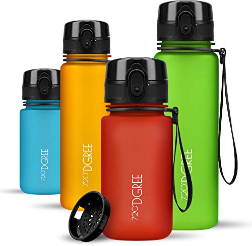 720°DGREE Trinkflasche Kinder 350ml “uberBottle“ softTouch +Sieb - Auslaufsicher, BPA-Frei - Flasche für Kindergarten, Schule, Mädchen & Jungs ab 3 Jahre - Kleine Wasserflasche Leicht, Stoßfest
