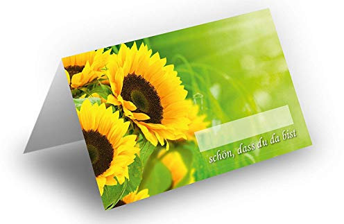 25 / Tischkarten/Sonnenblumen/UV-Lack glänzend/für Weihnachten/Silvester/Hochzeit/Geburtstag/Jubiläum/als Tischdekoration/Format / 8,5 x 11,2 cm / 850 mm x 1120 mm
