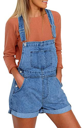Roskiky Salopette da donna con cinghie con polsini e tasche, D-blu, M