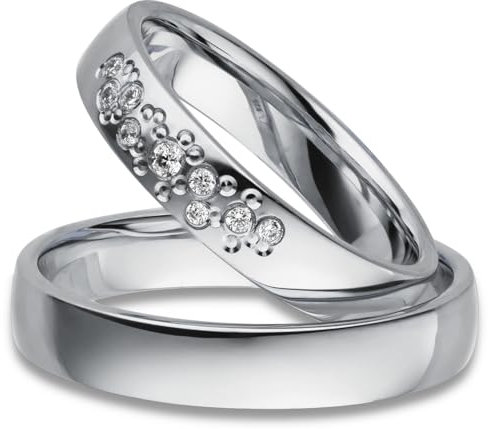 Kolibri Rings - Freundschaftsringe Silber 925 Massiv Paarpreis Nickelfrei Zirkonia Steine Sternenhimmel Trauringe Eheringe Partnerringe 100% Made in Germany- Inkl. Etui + Gravur