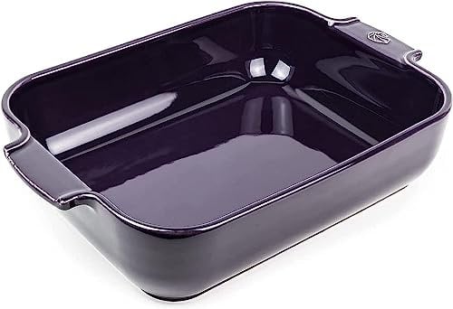 PEUGEOT - Rectangular Ceramic Baking Dish - 32 cm (including handles) x 20 cm x 6.5 cm - Capacity: 2.7 L - 4-5 Servings - 10 Year Guarantee - Made In France - Aubergine Colour