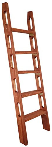 Hochbett Leiter Braune Etagenbettleiter Aus Holz 49 Zoll / 59 Zoll, RV Doppelbett- Ersatzleitern mit Handlauf& Rutschfester Gummiauflage, Installationshaken Enthalten (Color : 5 Step 150cm/59)