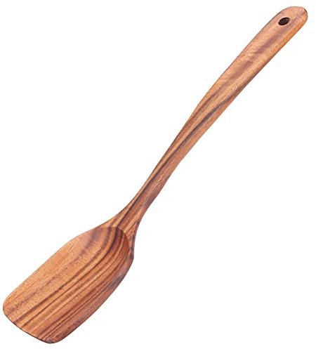 Spatola in legno per cucinare, spatola per friggere, manico lungo, paletta per tornire in legno, pentole da cucina per wok antiaderente e padella per friggere