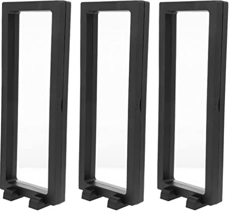 Zerodeko Ohrring 3D- Schwimmvitrine- Box: 3- Set- Vitrine für 3D- Schwimmrahmen- - Chip- Insekten- Pfeilspitze- Gitarren- Pick- Rahmenst?nderhalter für Milit?rmünzen Halskette