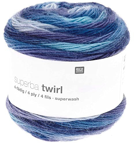Rico Design Superba Twirl | Sockenwolle 4fädig mit Farbverlauf | Sockengarn zum Stricken für zwei unterschiedliche Socken | 100g (04)