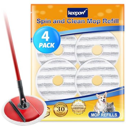 KEEPOW 4 pezzi panno per Vileda Spin & Clean lavapavimenti, Refill lavabile e riutilizzabile per Vileda Spin Mop Head